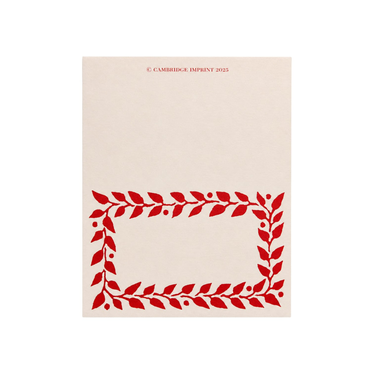 The Tiny Finch pack of twelve cream place cards featuring a red leaf pattern border on high-quality 300gsm stock.