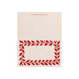 The Tiny Finch pack of twelve cream place cards featuring a red leaf pattern border on high-quality 300gsm stock.