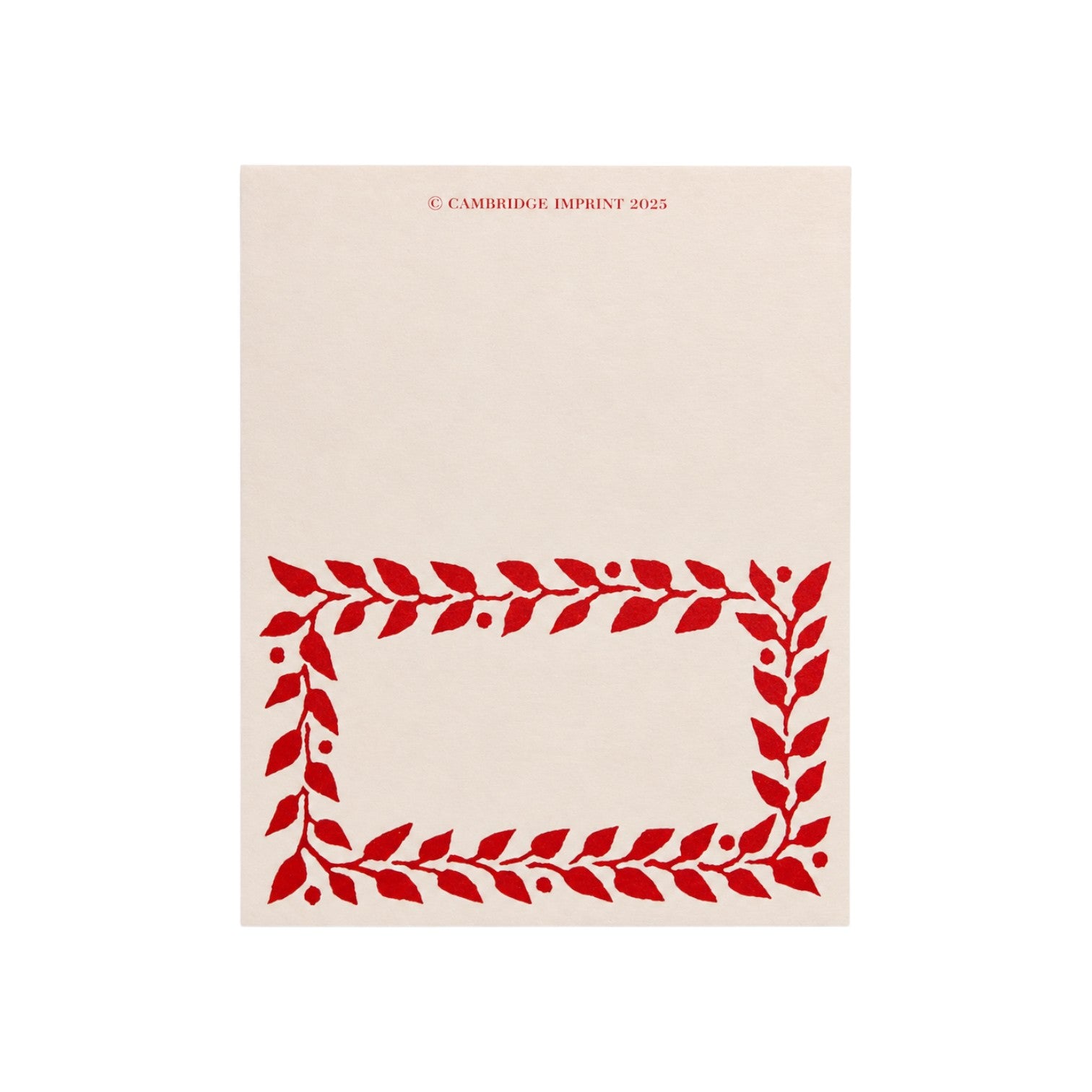The Tiny Finch pack of twelve cream place cards featuring a red leaf pattern border on high-quality 300gsm stock.