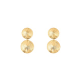 The Tiny Finch Rita earrings featuring two gold-plated sterling silver discs with a sculptural spiral texture.