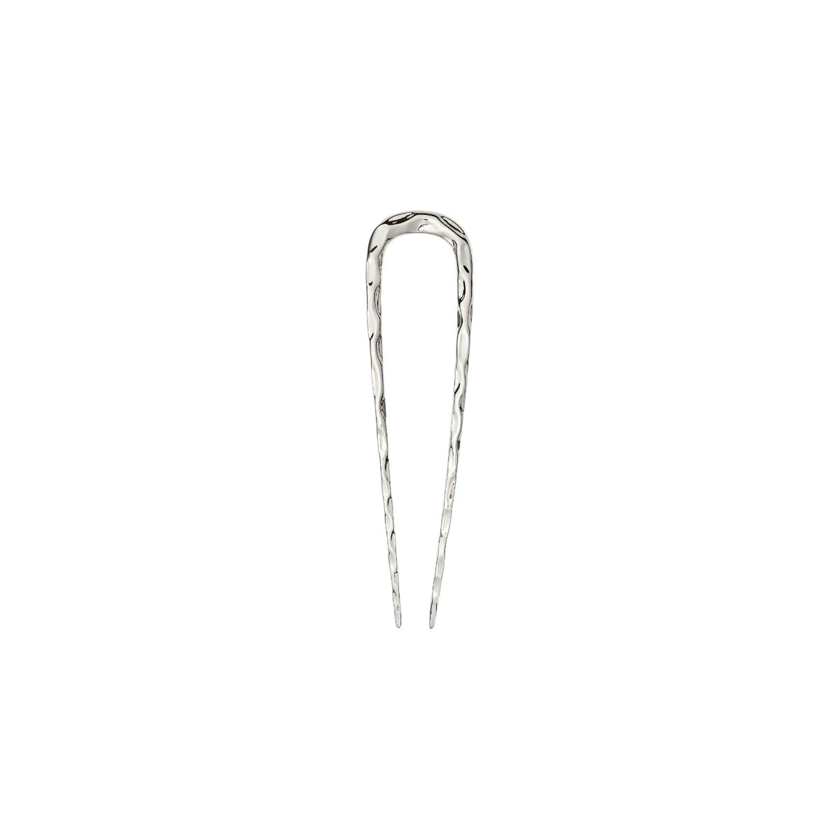The Tiny Finch midi wavy French hair pin in silver with a textured finish, handcrafted for secure hair styling.