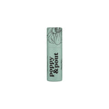 The Tiny Finch Poppy & Pout Sweet Mint lip balm in an eco-friendly light green cardboard tube with floral design.