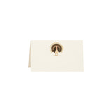The Tiny Finch Gobble place card featuring a turkey illustration with gold foil and glitter on natural white paper.