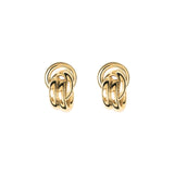 The Tiny Finch Vera gold-plated sterling silver sculptural knot-tie earrings with a voluminous, polished finish.