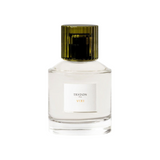 The Tiny Finch Vixi perfume in a 100mL clear glass bottle with a dark green ribbed cap and white label.