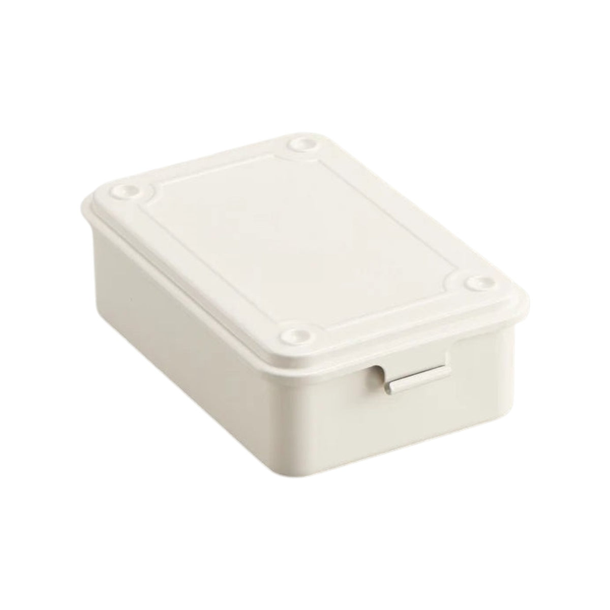 The Tiny Finch white stackable steel storage box with a flat lid and secure interlocking design for organization.
