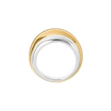 The Tiny Finch Zoe ring featuring a sculptural layered design in mixed 925 sterling silver and 18k gold-plated metal.